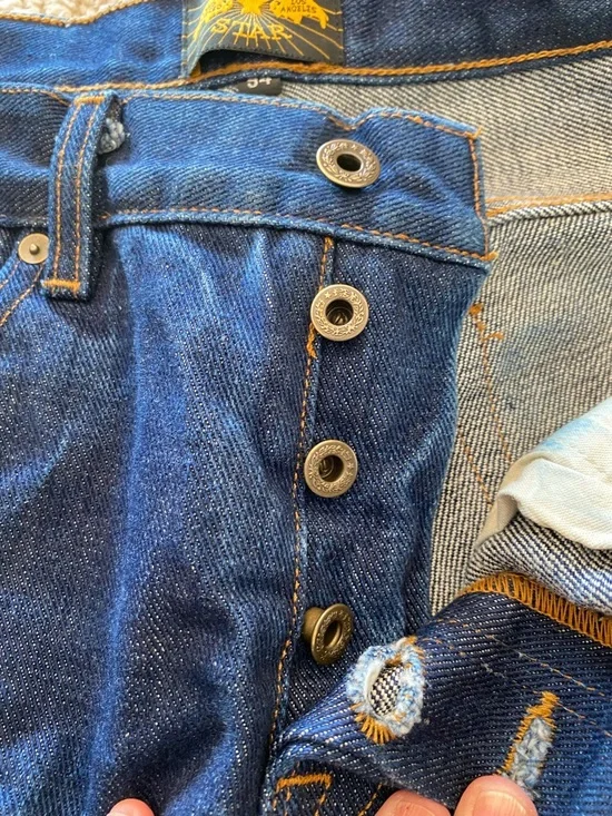 Brave Star Slim Straight Men's Dark Blue Denim Jeans - Picture 12 of 16